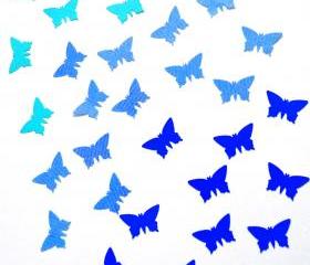 100 handpunched butterflies in the shades of blue