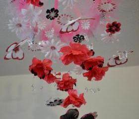 Hot Pink/White/Black Butterfly mobile 