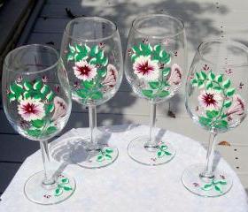 Painted Wine Glass/ Wedding Shower/ Bridesmaids Gift