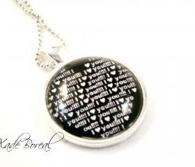 I love you glass pendant necklace