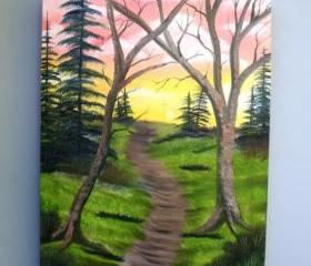 Nature scene painting original oil on canvas by Matt Borst, 'Golden Trail', ready to ship.