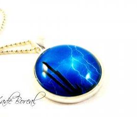 Thunderstorm glass pendant necklace