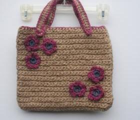 Crochet 100% Jute Purse with Floral Detail...
