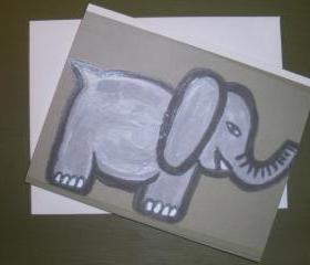 Elephant on parade, blank card with original artwork print