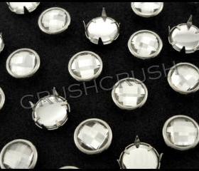  50pcs 8mm Round Acrylic Synthetic Crystal Prong Studs Nailheads Rhinestone S269