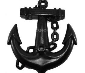  6pcs 39mm BLACK Anchors Helms Nautical Acrylic CHARM X10