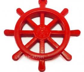  6pcs 39mm RED Anchors Helms Nautical Acrylic CHARM X08