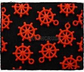  100pcs Red Anchors Helm Wheel Nautical Acrylic Charms Pemdants X56