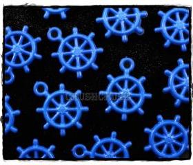  100pcs Blue Navy Anchors Helm Wheel Nautical Acrylic Charms Pemdants X55