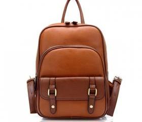 Vintage Street Style Brown Backpack for Woman