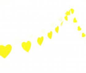 Laminated garland with paper yellow hearts