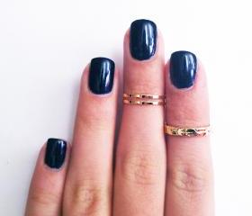 3 Above the Knuckle Gold Rings - Z Gold Combo - set of 3 rings stackable midi rings