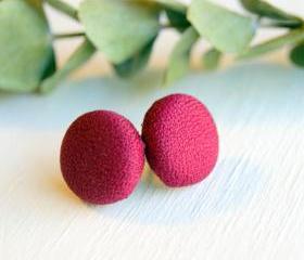 Cranberry Button Stud Earrings