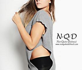 Grey Off-Shoulder Asymmetrical Cut Stretch Thermal Knit Shirt
