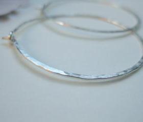 Hammered sterling hoop earrings, silver hoops