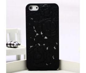 Black Silicone Peony Carved iPhone 5 Case