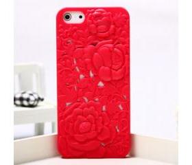 Red Silicone Peony Carved iPhone 5 Case