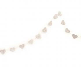 Laminated white garland with hearts made of book pages, water resistant
