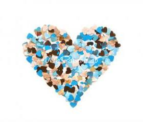 300 turquoise and brown little hearts punches - confetti