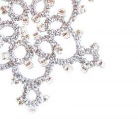 Large Silver Beaded Holiday Ornament