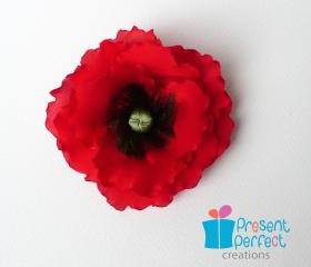 Red poppy corsage, veteran poppy flower, Remembrance poppy