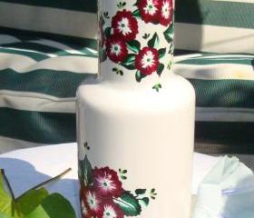 White Vase With Warm Burgundy Flowers