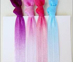 Tie Dyed Hair Ties - Set of 4 - Ombre Tie Dye Collection - Mane Accessory