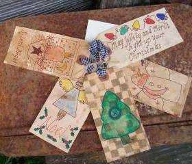 Primitive Christmas Gift Tags - Stained and Grubby - Use for Gifts, Tree Decorations or Craft Projects