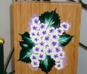 Bamboo Trivet/ Spoon Rest with Lavender Flowers