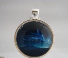 Aurora Borealis glass pendant necklace