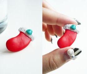 Red Stocking Christmas Brooch