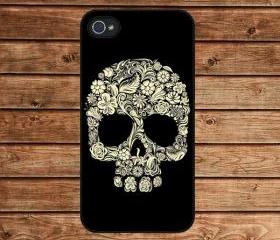 Floral Skull,Sugar skull--iphone 4 case,iphone 4s case ,in plastic or silicone case