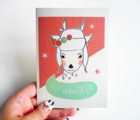 Keep warm 'Deer' Christmas Card