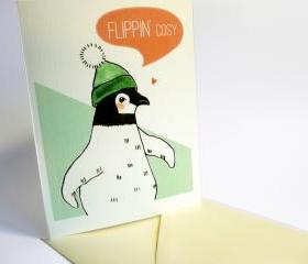 Flippin' Cosy Penguin Christmas Card
