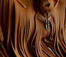 Handmade Boho fringed Leather Clutch