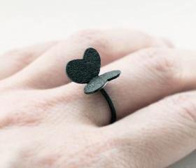 Cute Oxidized - Texturized Sterling Silver Ring. Roll Printed Texture. Black. VARIACIONES Ring. Handmade by Maria Goti Joyas.