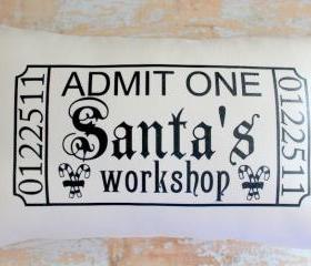 Christmas Pillow, Santa, Christmas Decor, Ticket, Home Decor, Housewares