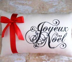 Christmas Pillow, Joyeux Noel, Christmas Decor, French Christmas, French Country, Throw Pillow