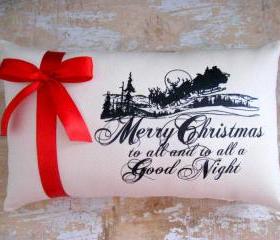 Christmas Pillow, Holidays, Santa, Santa Silhouette, Merry Christmas, Holiday Decor