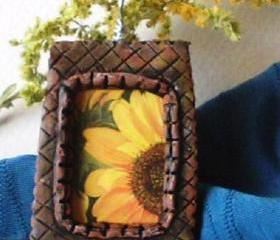 Polymer Clay Sunflower pendant number 1