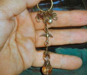 SALE Swallow necklace with hand-dyed ribbon and Swarovski Crystals