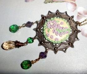 Gorgeous pendant necklace FREE SHIPPING crystals smoky quartz