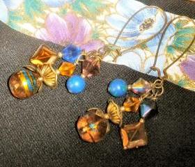 Lapis dangle earrings FREE SHIPPING gemstones and Swarovski crystals - Sheer Extravagance