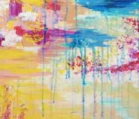 Beautiful Rainbow Painting, FREE SHIPPING Original Abstract Acrylic, New for Fall 2012 Autumn Art Gift for Her Christmas Gift
