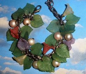 flower bracelet FREE SHIPPING Mori Girls or Woodland flower and leaves