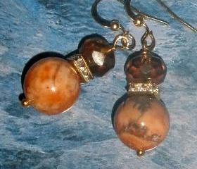 Dramatic Jasper and Czech glass earrings