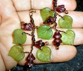 Grape Vine earrings - bronze wire wrapped