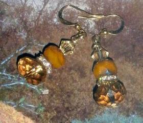 Gorgeous rhinestone earrings Czech glass and Swarovski with gold plate