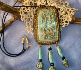 GORGEOUS Serenity necklace - polymer clay with Japanese Kanji