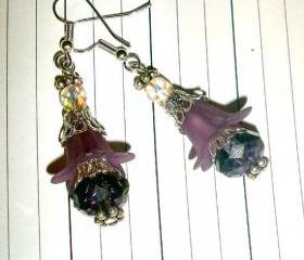 Beaded flower earrings with silver plated earwires